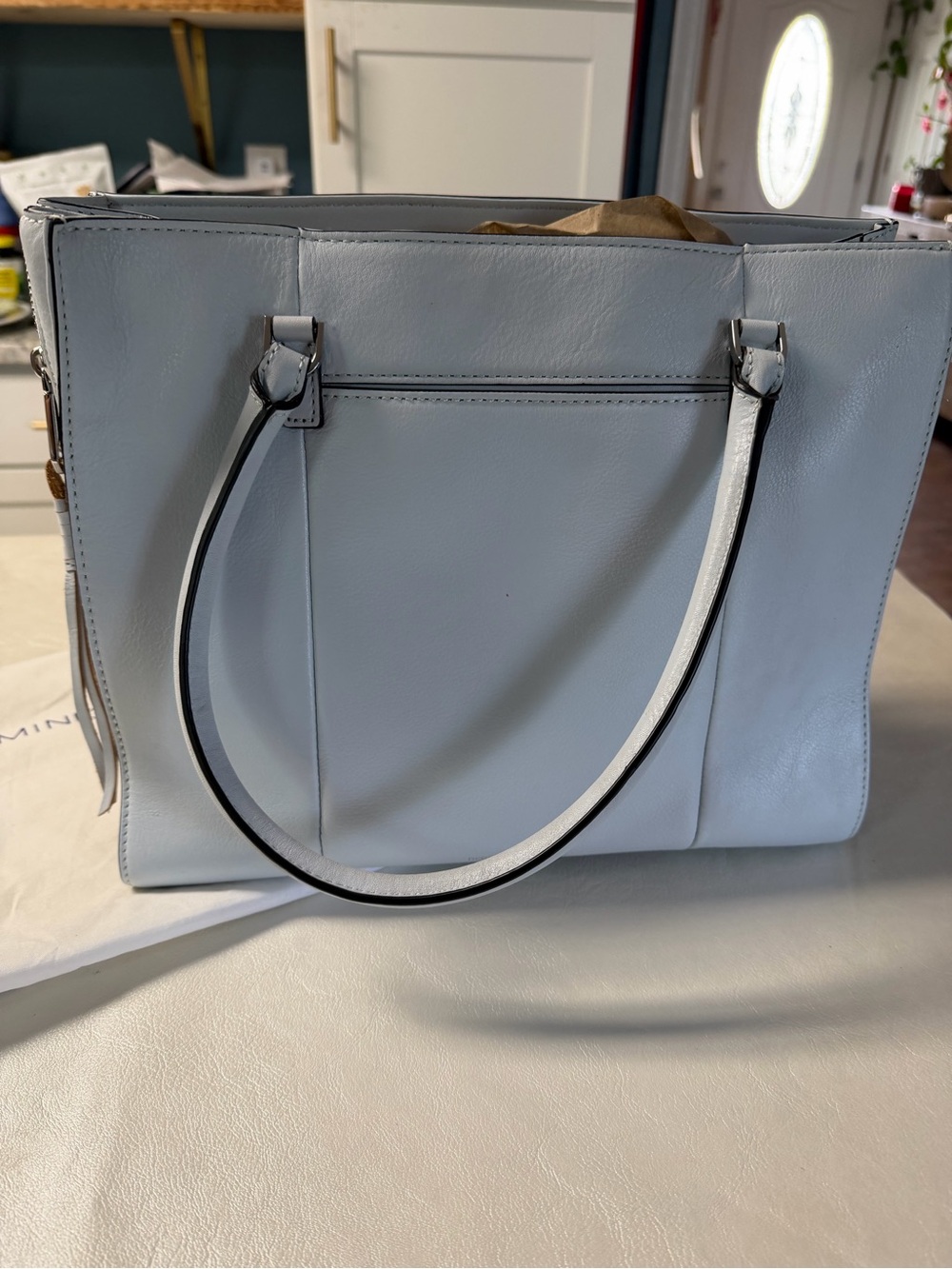 Rebecca Minkoff Pale Blue Leather Tote with Top Handles